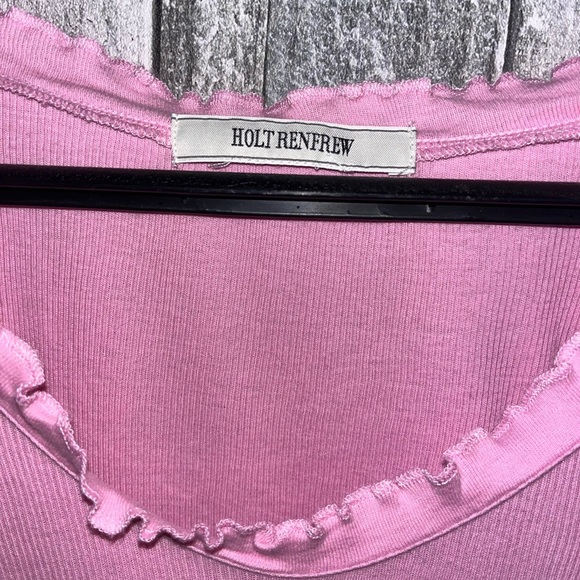 Holt Renfrew Pink Frilled V-Neck Top - Picture 2 of 2